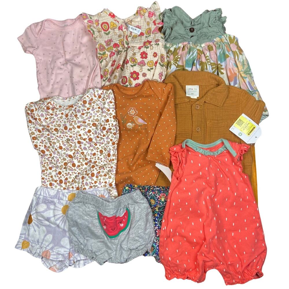 Baby Girl 10pc Lot Size 3M Some NWT Carters Bodysuits Shorts Little Co & more